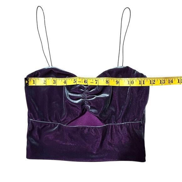 Urban Outfitters Velvet Cutout Crop Top Iridescent Purple SMALL Y2K Grunge Goth - Picture 5 of 8